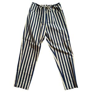 Ter et Bantine Striped Navy and Tan Pants L